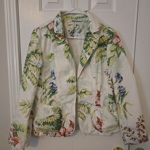 Tommy Hilfiger Women's Hook & Eye Floral Print Lined Light Jacket Size 14 Petite